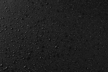 Water droplets on black background and texture