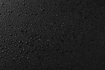 Water droplets on black background and texture