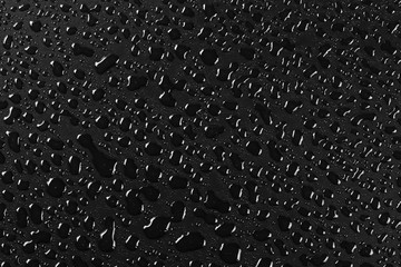 Water droplets on black background and texture