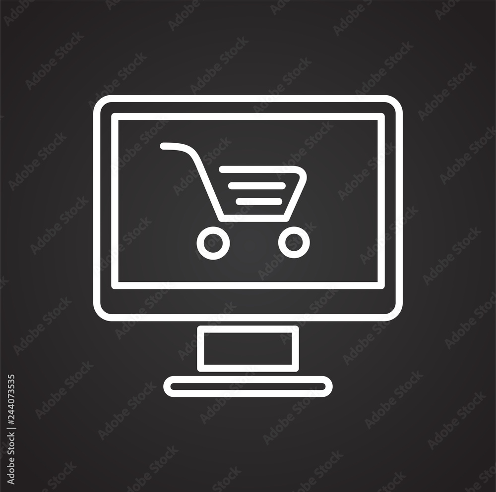 Poster online shopping icon on white background for graphic and web design, modern simple vector sign. inte