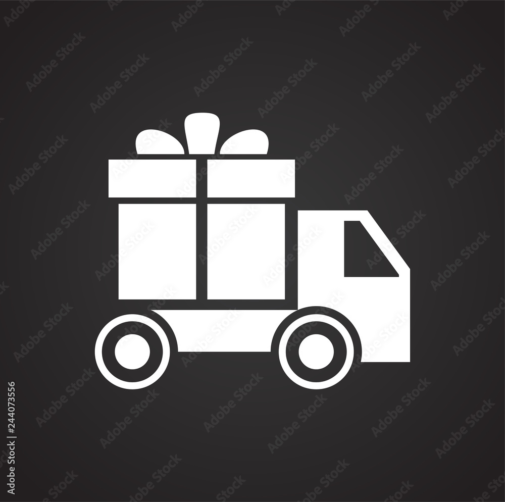 Poster online shopping delivery box icon on white background for graphic and web design, modern simple vect