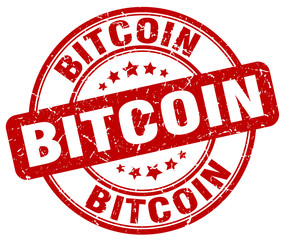 bitcoin red grunge round vintage rubber stamp