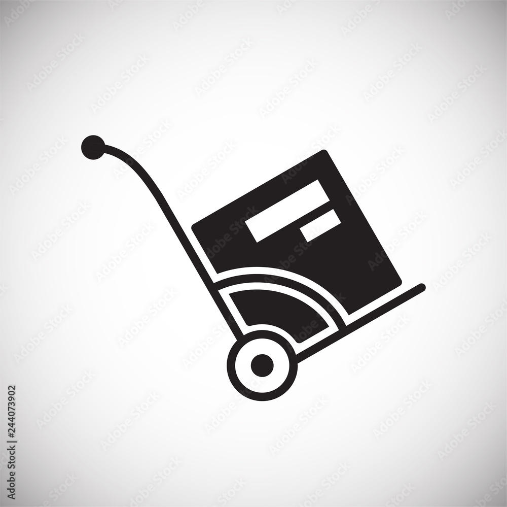 Poster online shopping cart icon on white background for graphic and web design, modern simple vector sign.
