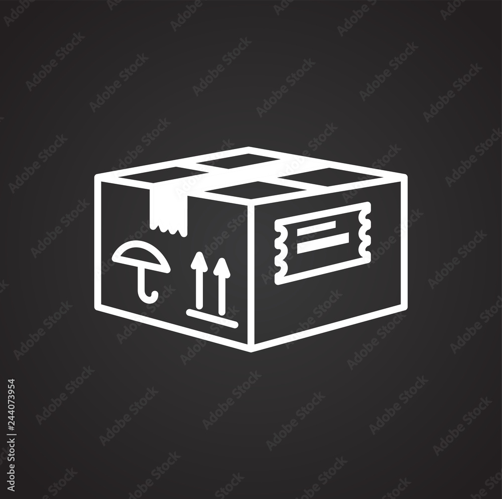 Poster online shopping delivery box icon on white background for graphic and web design, modern simple vect