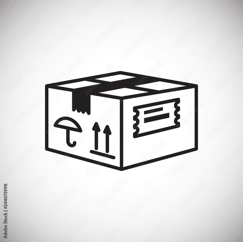 Poster online shopping delivery box icon on white background for graphic and web design, modern simple vect