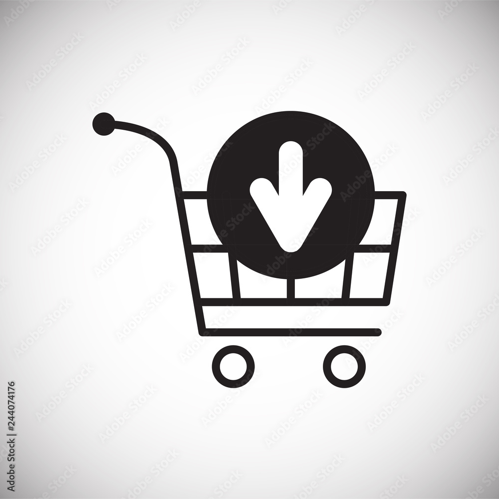 Poster online shopping cart add icon on white background for graphic and web design, modern simple vector s