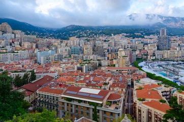 Fototapeta na wymiar Beautiful view of port area of La Condamine and city of Monte Carlo, Principality of Monaco