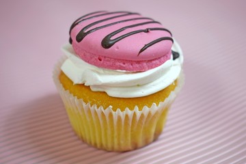 Delicious cakes on wooden background.Sweet dessert for coffee.