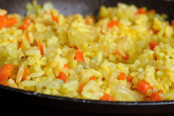 Traditional Oriental Pilaf cooked in a pan