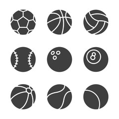 set of sport balls vector icons