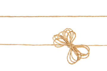 Pair of ropes with knot, with knot and bowknot, isolated on white.