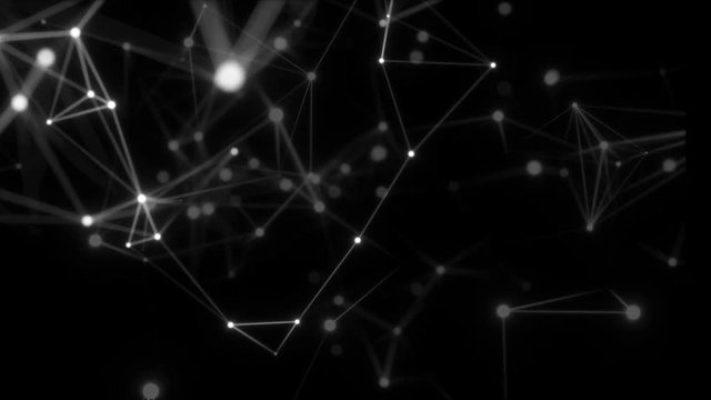 Blocks of abstract program code are written and moved in the virtual space. The camera flies through the computer code. looped