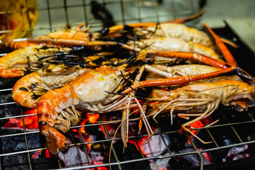 Shrimp on charcoal grill