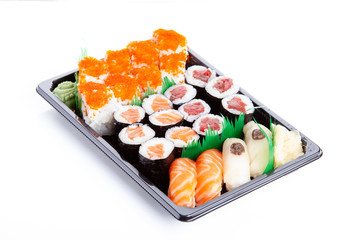 sushi tray with makis and nigiris