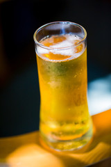 Beer. Cold Craft light Beer in a glass with water drops
