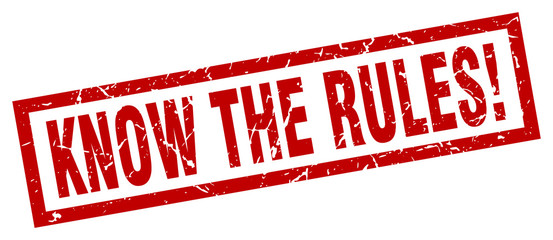 square grunge red know the rules! stamp