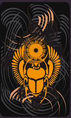 Tarot cards - back design. Scarab beetle, symbol of ancient Egypt