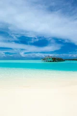 Foto auf Acrylglas Tropischer Strand tropische Malediven-Insel mit weißem Sandstrand und Meer