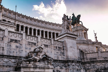 Fototapeta na wymiar Altar of the Fatherland, Altare della Patria, also known as the National Monument to Victor Emmanuel II, Rome Italy