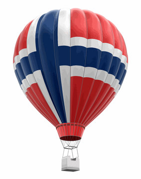 Hot Air Balloon with Norwegian Flag. Image with clipping path