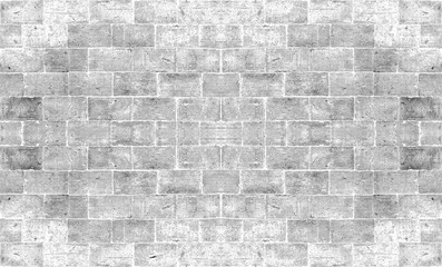 dirty old white square brick textured wall for light tone vintage interior design background. or brick mapping for 3d texture.
