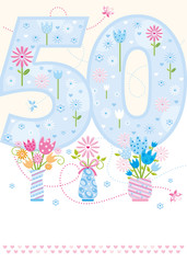 A card illustrated on the fiftieth birthday