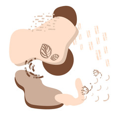 Brown abstract modern and stylish digital background with different shapes. Memphis brown pattern. Creative forms.