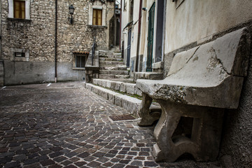 broken bench in an ancient country