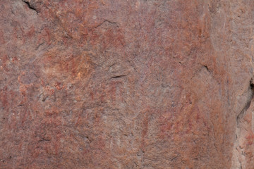 Prehistoric paintings on rock known as petroglyphs in the municipality of Facatativa in Colombia