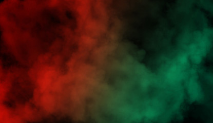 Obraz premium Abstract red vs green smoke steam moves on a black background . The concept of aromatherapy