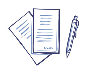 Writing Pen and Paper Documents Signature Isolated