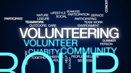 Volunteering animated word cloud. Kinetic typography.