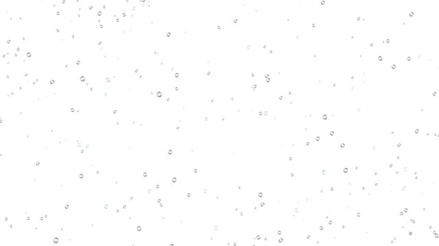 Water with rising bubbles on white background. Abstract bright background animation.
