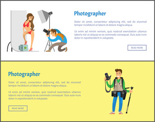 Photographer Making Photo Session Girl in Bikini