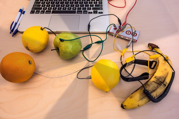 Using fruit to control a computer game. Banana piano