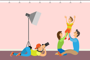 Family Photo Session, Kid and Parents. Photographer