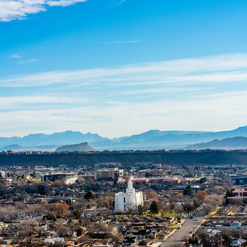 Sanit George, Utah USA - January 6, 2019 - The new mormon temple, in Saint George, is the site of many Mormon weddings.