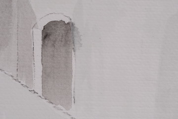 Arch shaped Door Water Color Painting 