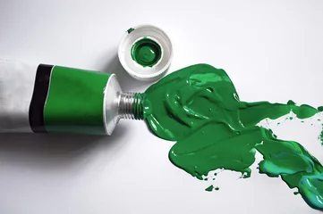green paint tube. painting flat lay concept © Анна Со