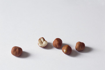 hazelnuts on white background