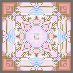 Abstract geometric frame art on pink background