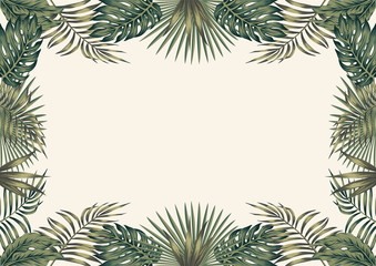 Green tropical border white background A4 layout