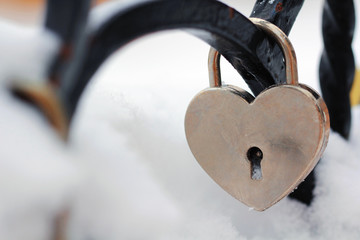 Stylish golden heart lock. Valentine day.