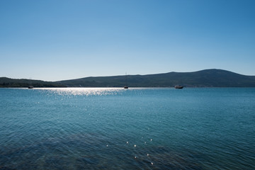 Kotor bay seascape panoramic summer view, Montenegro