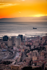 Fototapeta na wymiar Genova at sunset