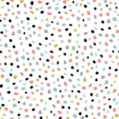 Stickers pour porte Formes géométriques Motif dessiné à la main sans couture avec des points colorés. Texture enfantine abstraite pour tissu, textile, habillement. Illustration vectorielle