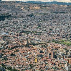 Bogotá, Colombia. Candelaria district viewed from above