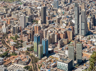 Fototapeta na wymiar Business district of the city of Bogota, Colombia. Viewed from Monserrate.