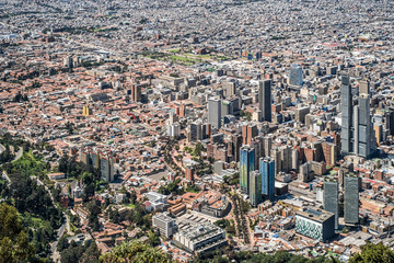Downtown of the city of Bogota, Colombia. Viewed from Monserrate.