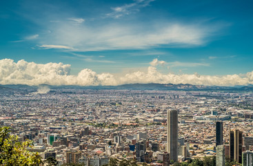 Bird's eye view of the city of Bogota, Colombia.
